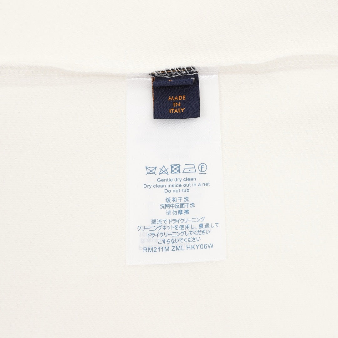 Louis Vuitton Short-Sleeve T-Shirt with Ink-Wash Blue Floral Print and 3D Logo