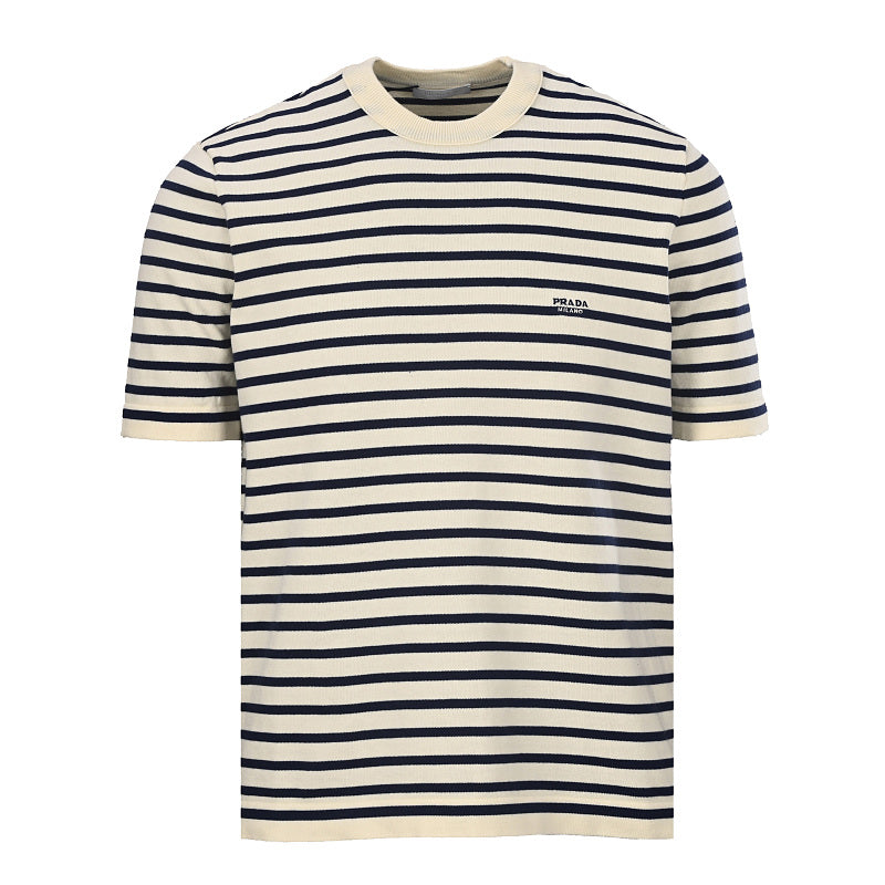 Prada 2026 Inverted Triangle Logo Embroidered T-Shirt S-XL