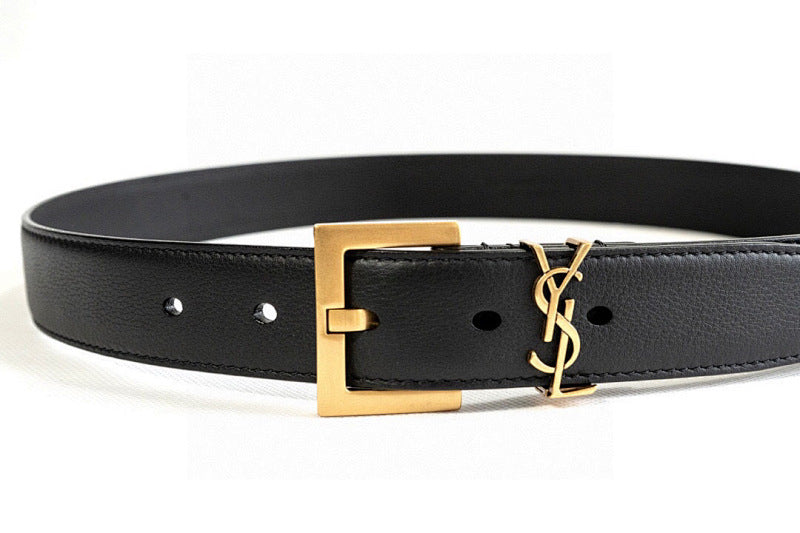 Saint Laurent Classic Women's Leather Belt – Cassandre Logo Buckle