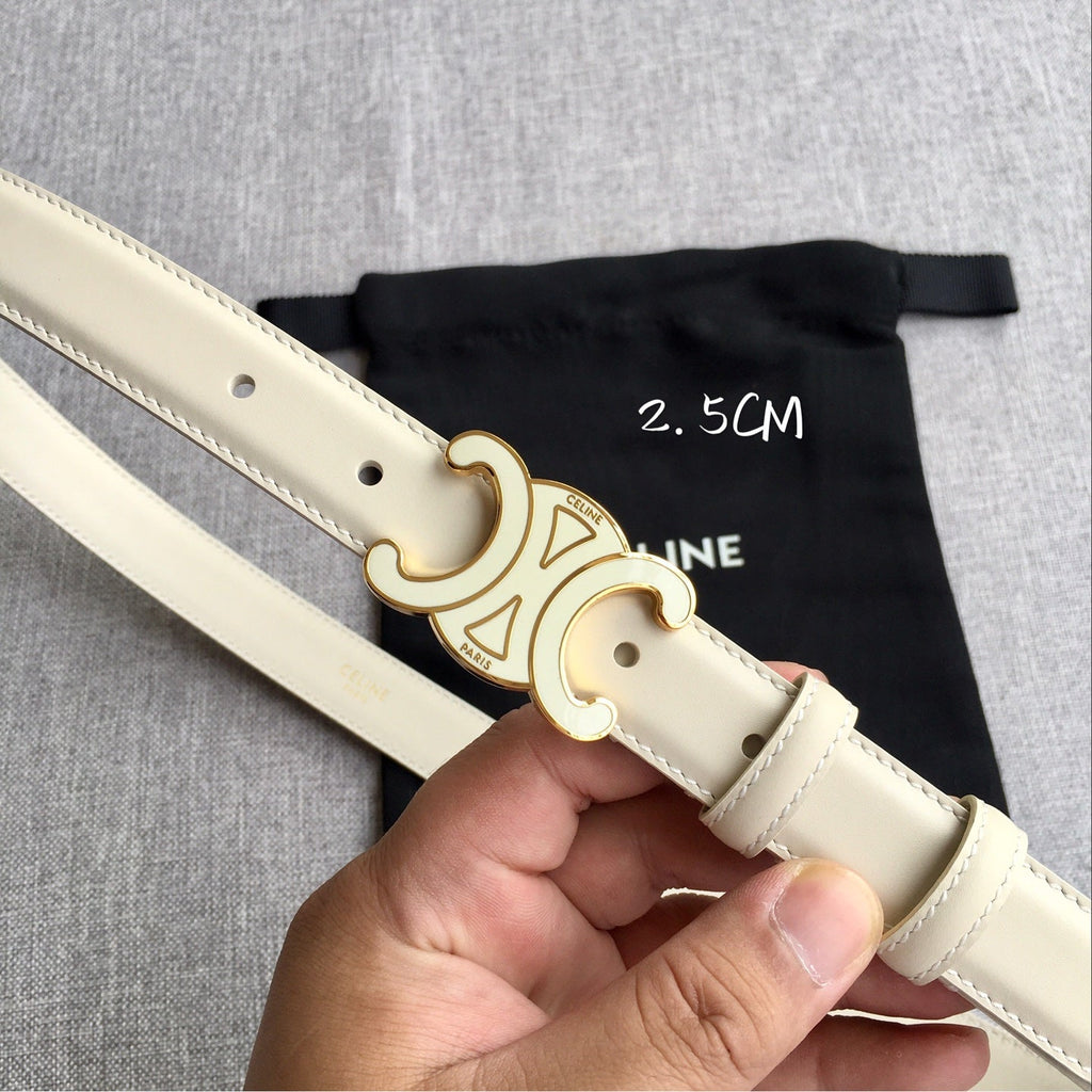 Celine Women's Leather Belt – Iconic Triomphe Buckle