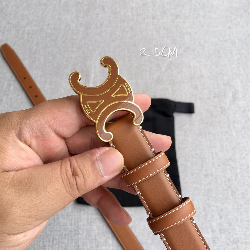 Celine Women's Leather Belt – Iconic Triomphe Buckle