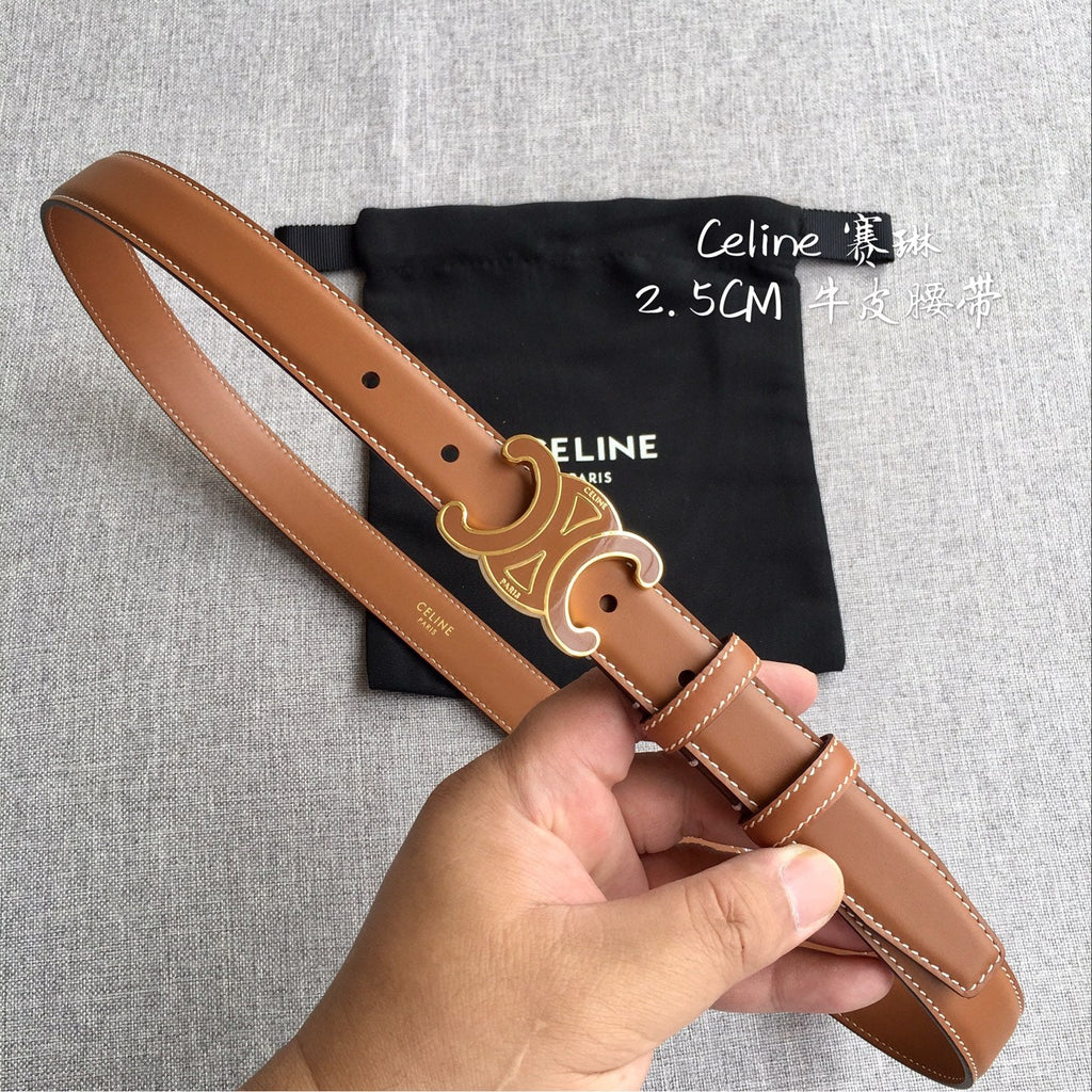 Celine Women's Leather Belt – Iconic Triomphe Buckle